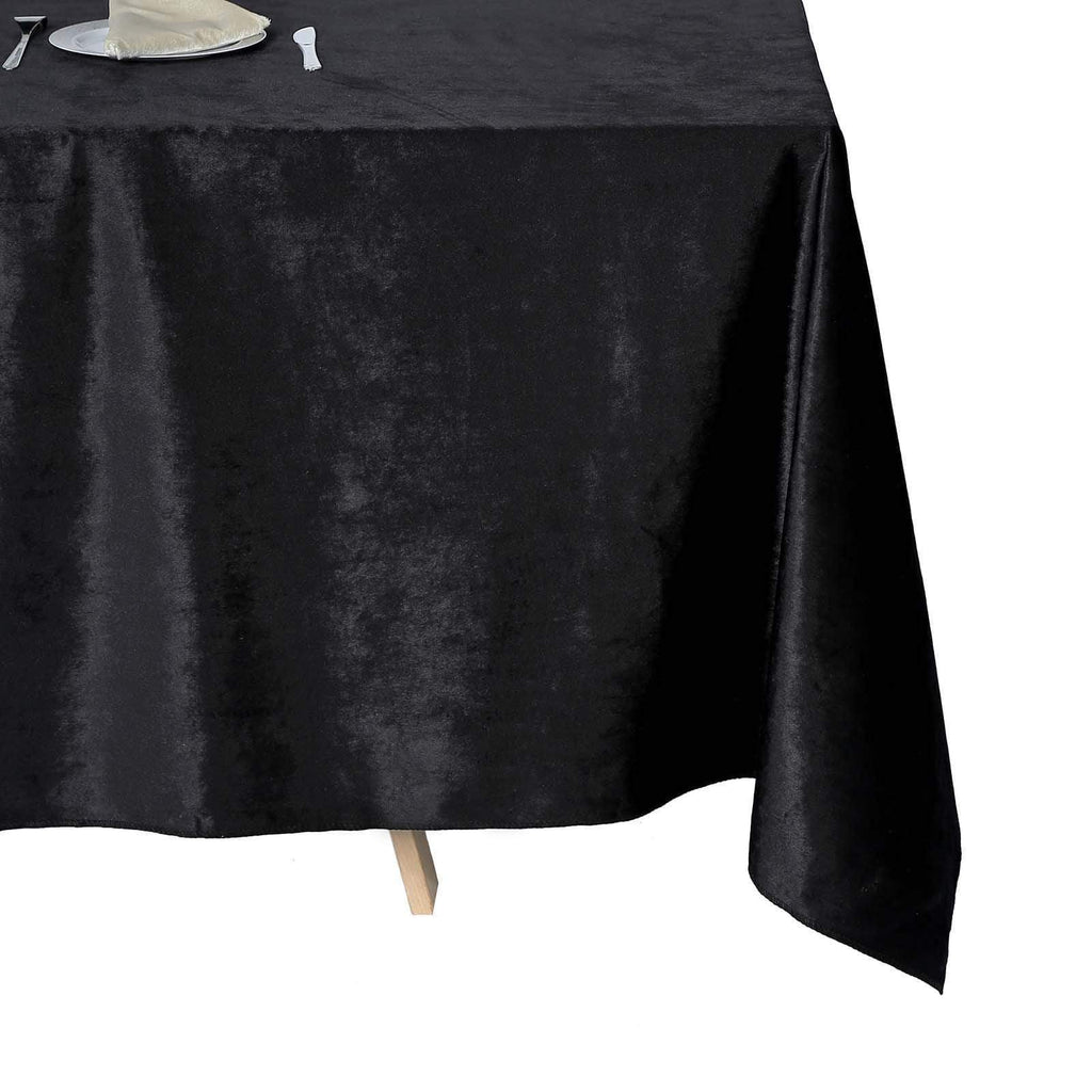 90x132 in Black Rectangular Premium Velvet Tablecloth