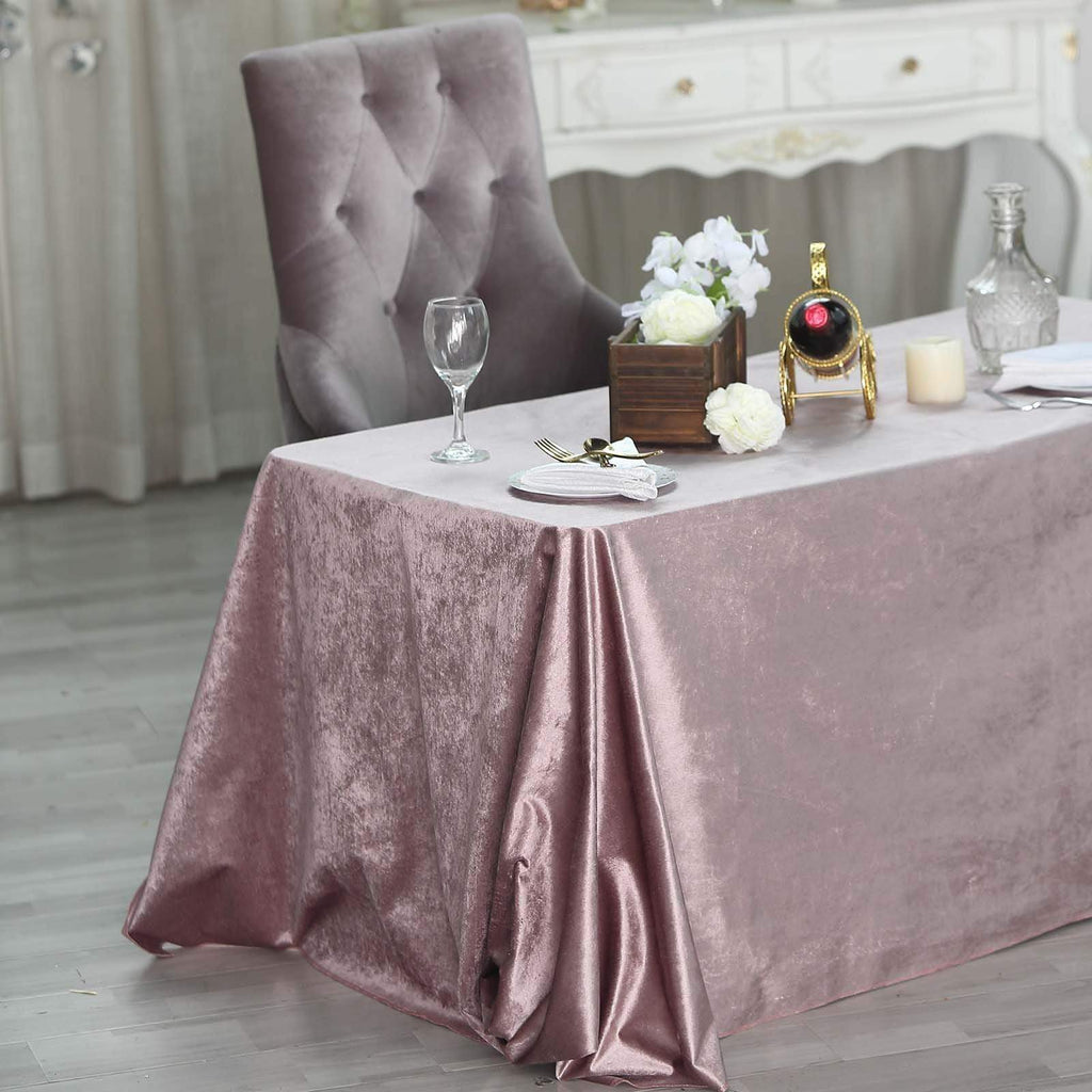 90x132 in Dusty Rose Rectangular Premium Velvet Tablecloth