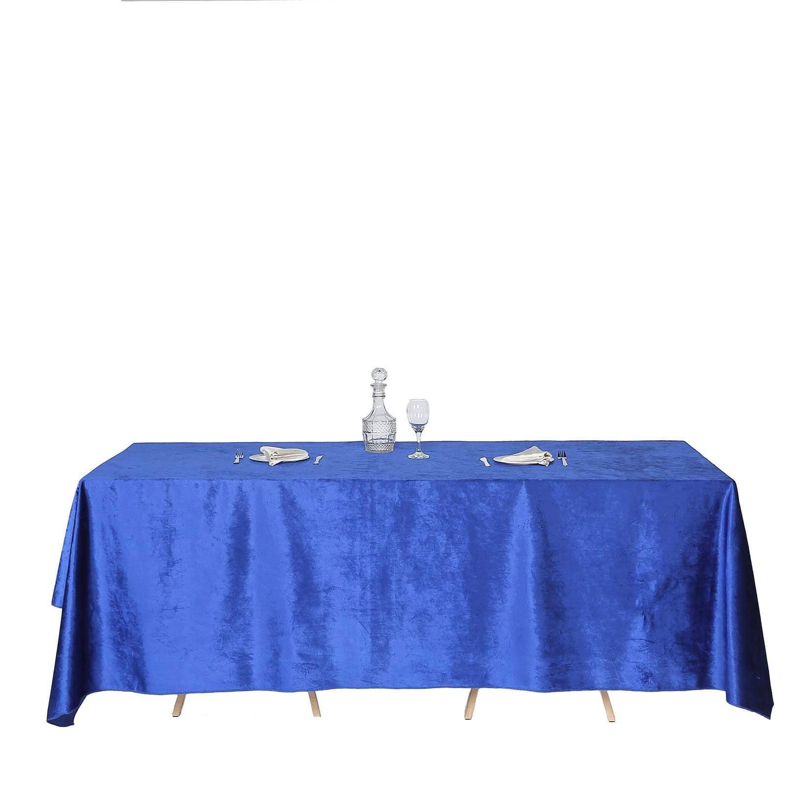 90x132 in Royal Blue Rectangular Premium Velvet Tablecloth
