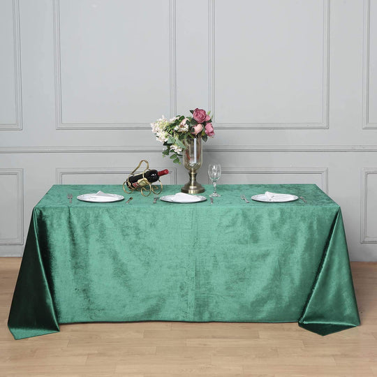 90x132 in Hunter Green Rectangular Premium Velvet Tablecloth