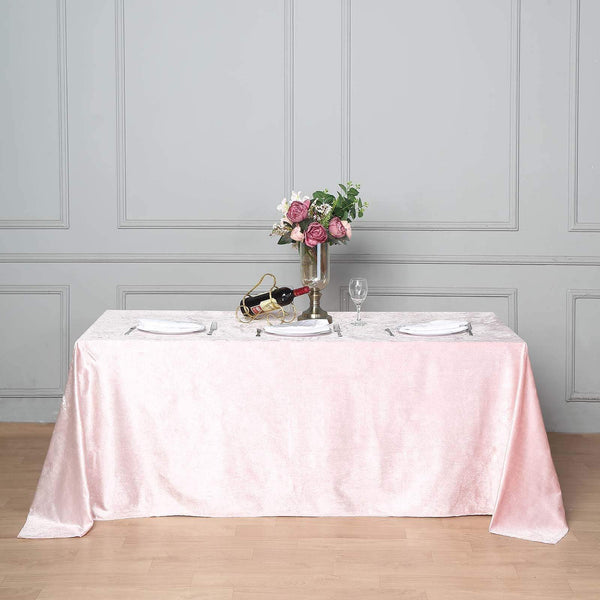 90x132 in Blush Rectangular Premium Velvet Tablecloth