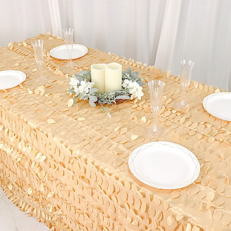 90x132 in Taffeta Rectangle Tablecloth with Leaf Petals Design