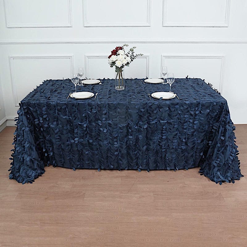 90x132 in Taffeta Rectangle Tablecloth with Leaf Petals Design
