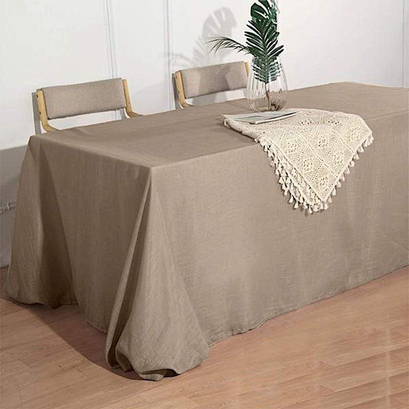 90x132 in Rectangular Premium Polyester Faux Burlap Tablecloth