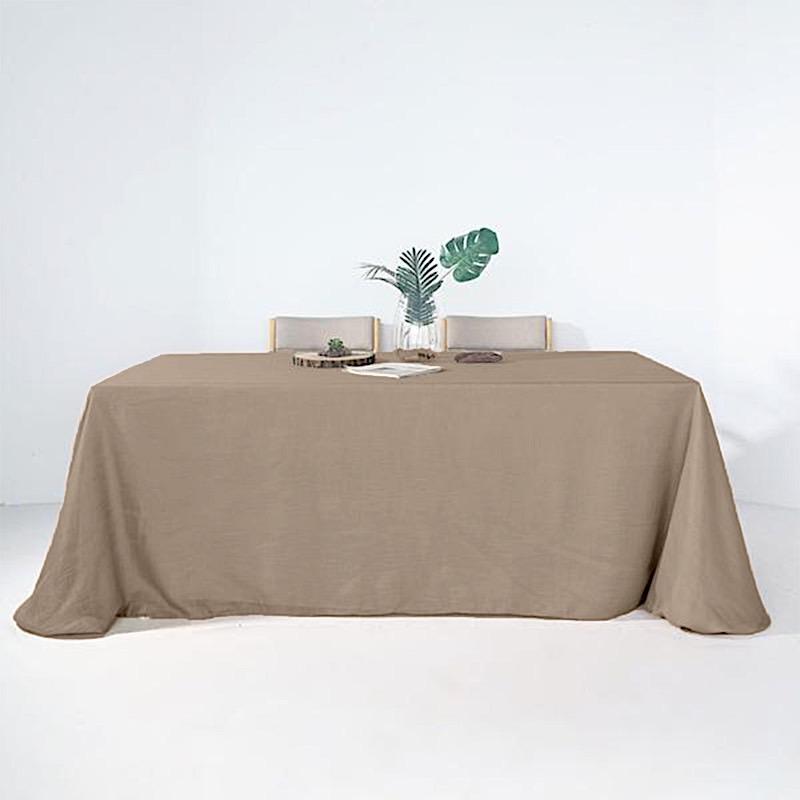 90x132 in Rectangular Premium Polyester Faux Burlap Tablecloth