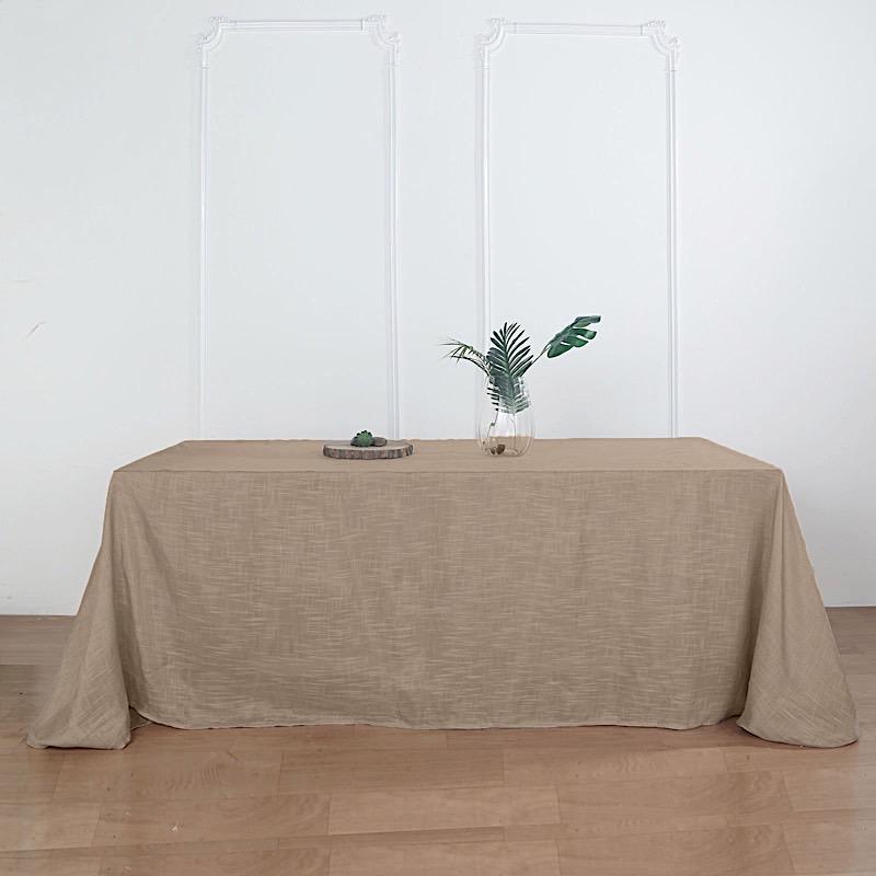 90x132 in Rectangular Premium Polyester Faux Burlap Tablecloth