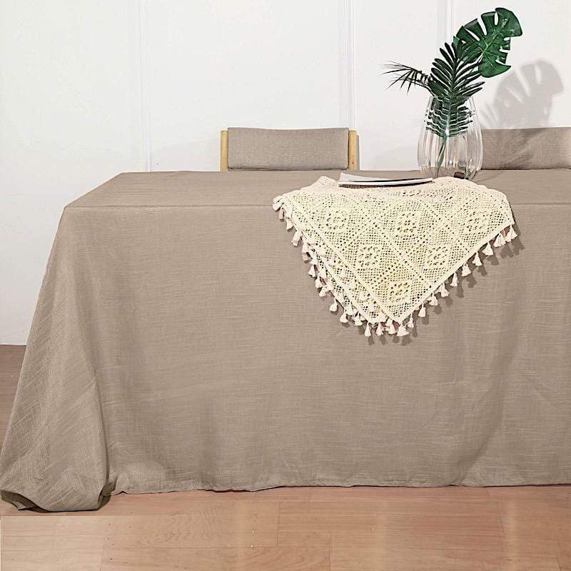 90x132 in Rectangular Premium Polyester Faux Burlap Tablecloth