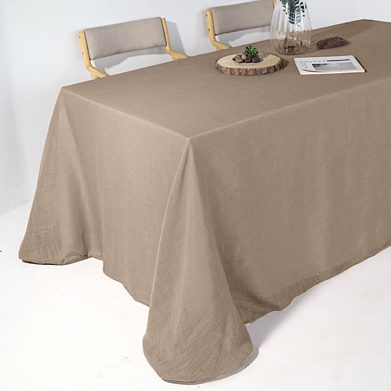 90x132 in Rectangular Premium Polyester Faux Burlap Tablecloth