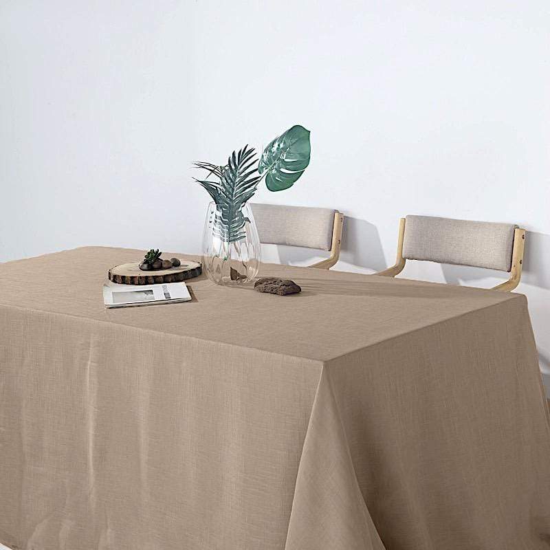 90x132 in Rectangular Premium Polyester Faux Burlap Tablecloth