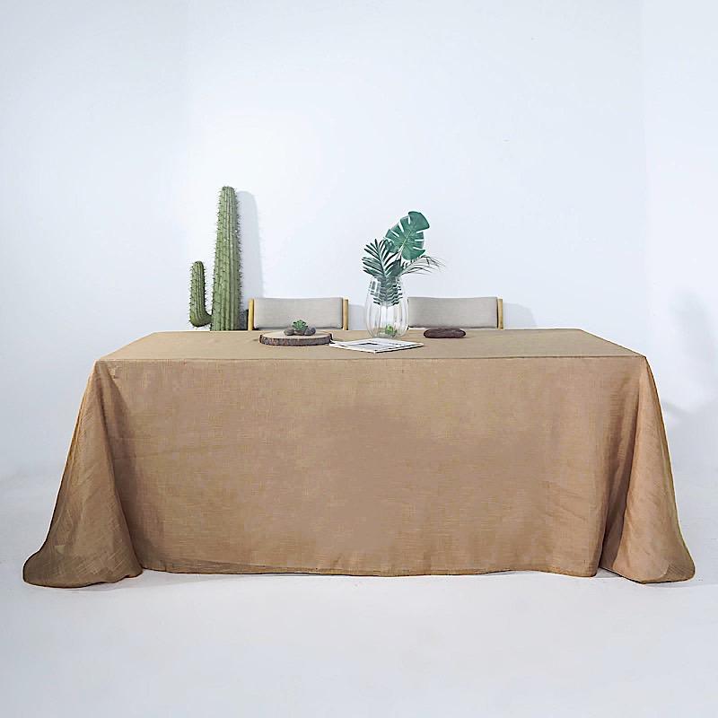 90x132 in Rectangular Premium Polyester Faux Burlap Tablecloth