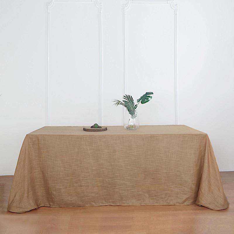 90x132 in Rectangular Premium Polyester Faux Burlap Tablecloth