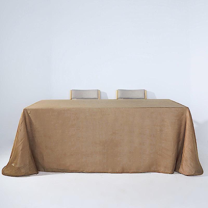 90x132 in Rectangular Premium Polyester Faux Burlap Tablecloth