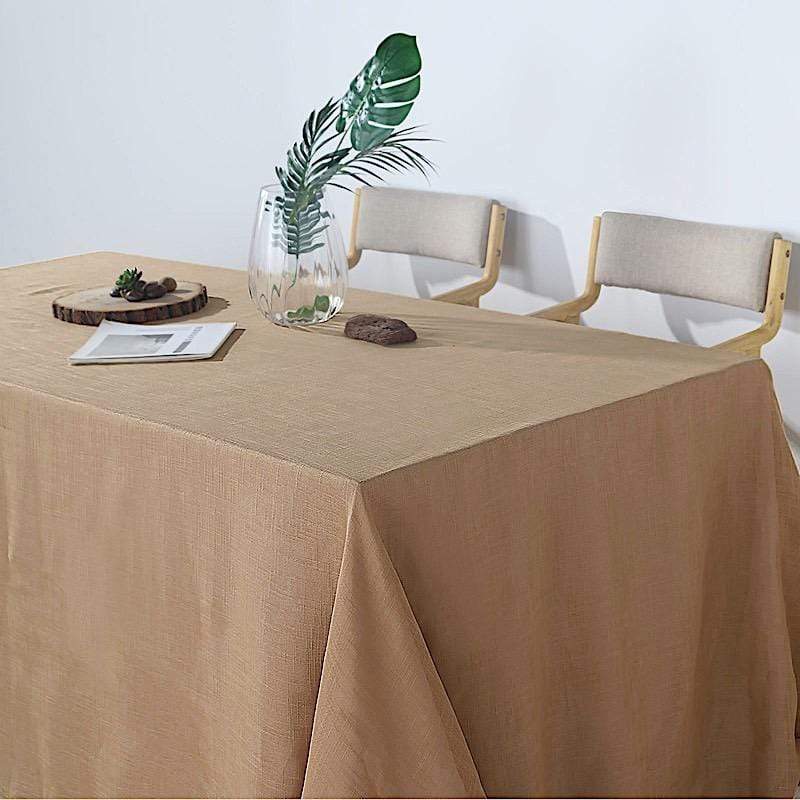 90x132 in Rectangular Premium Polyester Faux Burlap Tablecloth