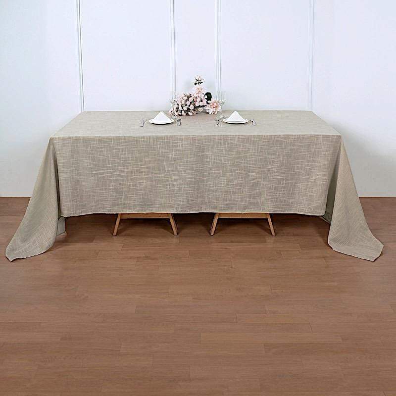 90x132 in Rectangular Premium Polyester Faux Burlap Tablecloth