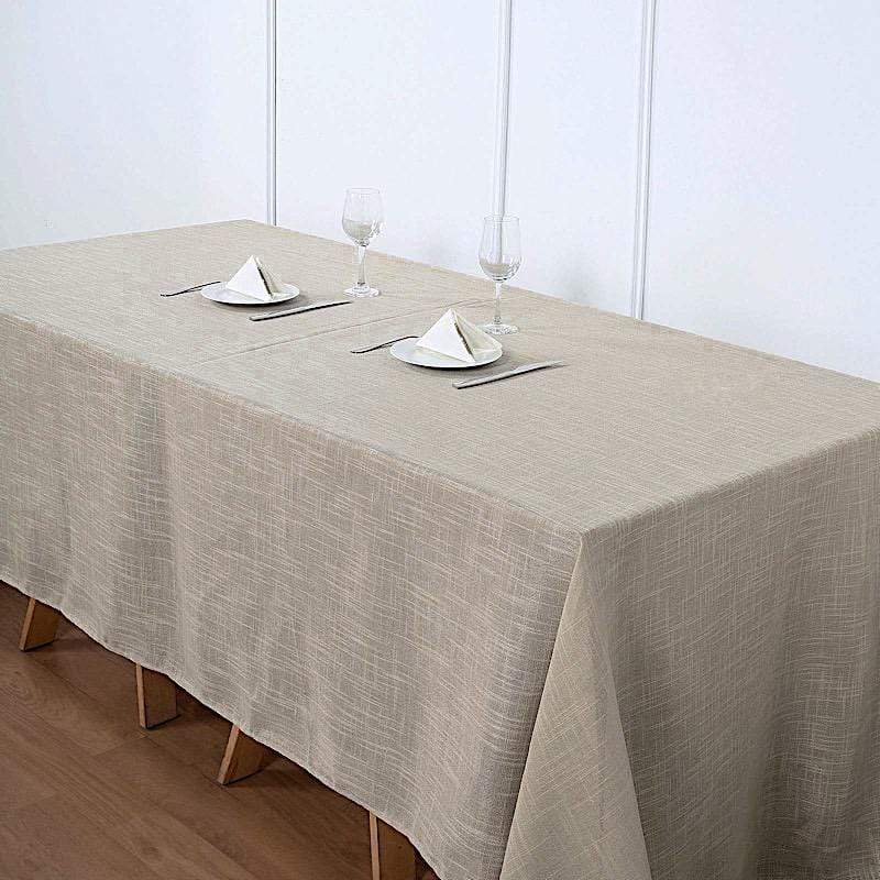 90x132 in Rectangular Premium Polyester Faux Burlap Tablecloth