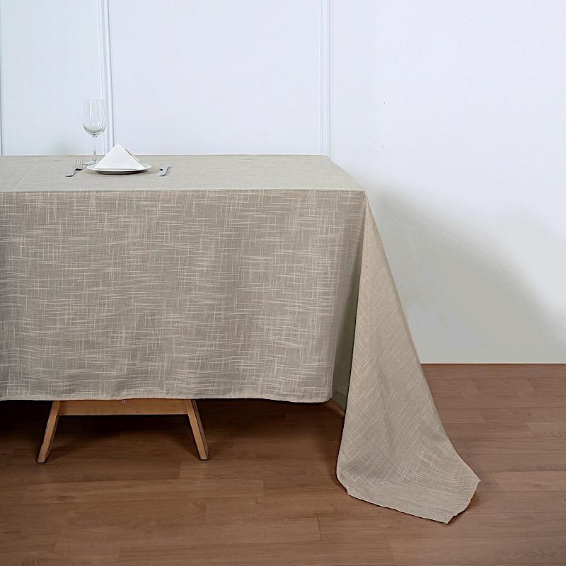 90x132 in Rectangular Premium Polyester Faux Burlap Tablecloth