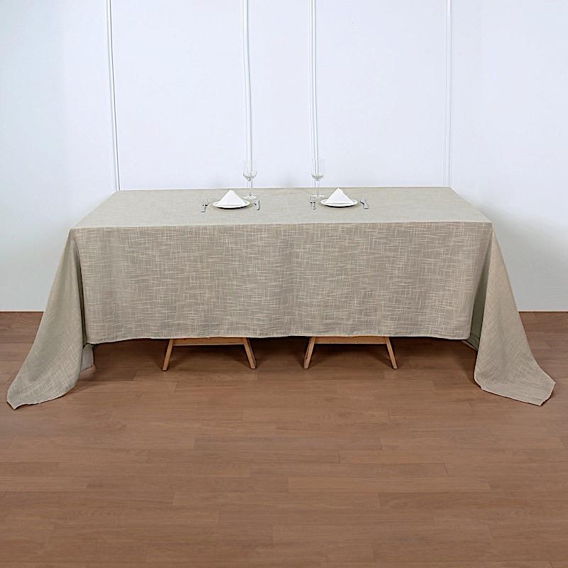 90x132 in Rectangular Premium Polyester Faux Burlap Tablecloth