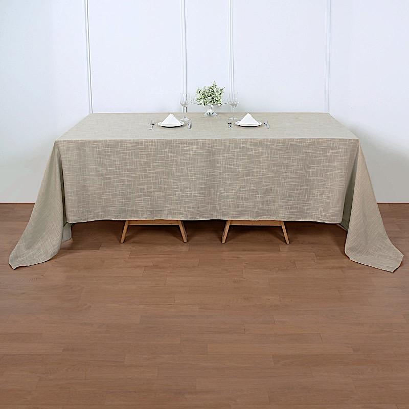 90x132 in Rectangular Premium Polyester Faux Burlap Tablecloth