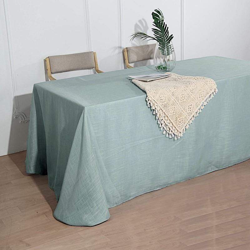 90x132 in Rectangular Premium Polyester Faux Burlap Tablecloth