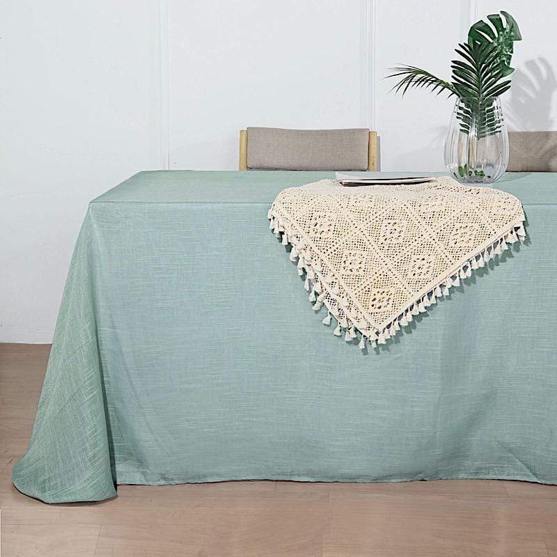 90x132 in Rectangular Premium Polyester Faux Burlap Tablecloth