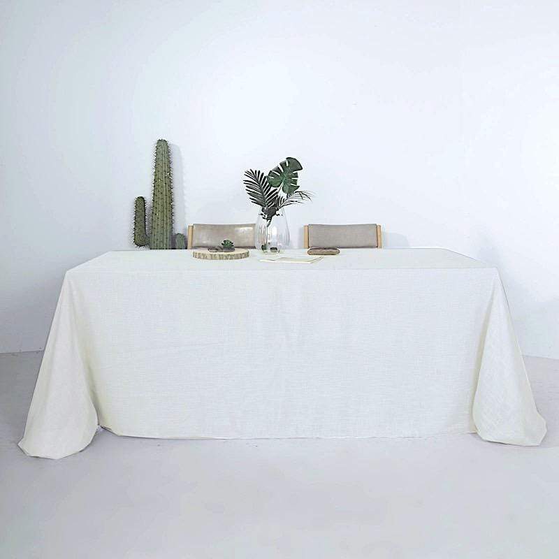 90x132 in Rectangular Premium Polyester Faux Burlap Tablecloth