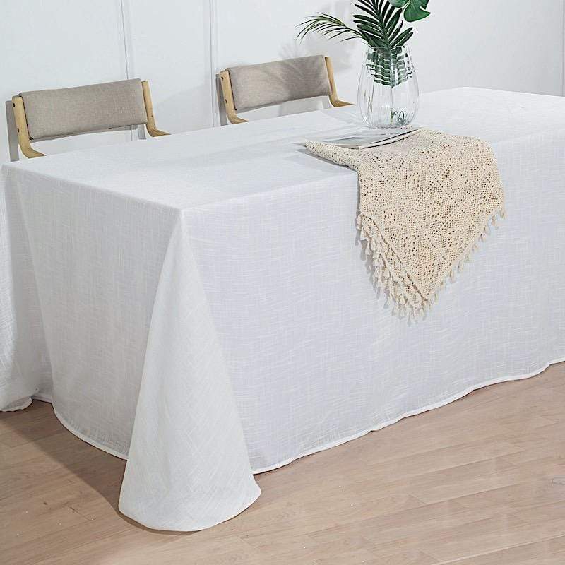 90x132 in Rectangular Premium Polyester Faux Burlap Tablecloth