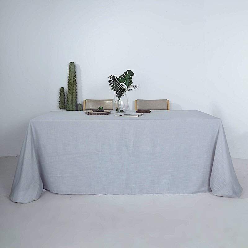 90x132 in Rectangular Premium Polyester Faux Burlap Tablecloth