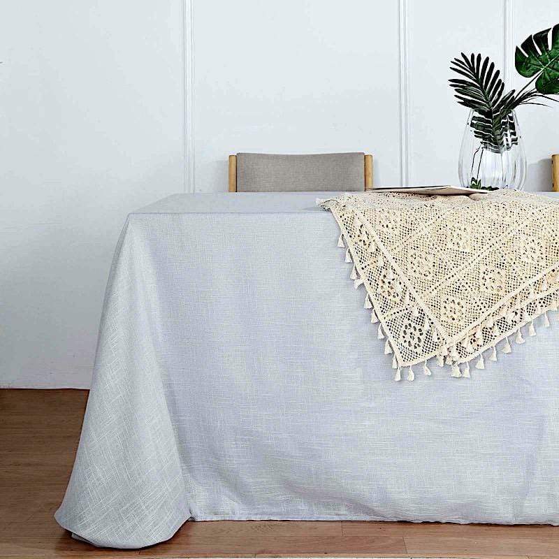 90x132 in Rectangular Premium Polyester Faux Burlap Tablecloth