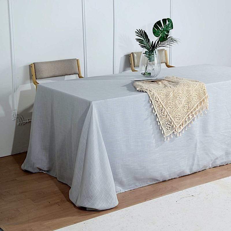 90x132 in Rectangular Premium Polyester Faux Burlap Tablecloth