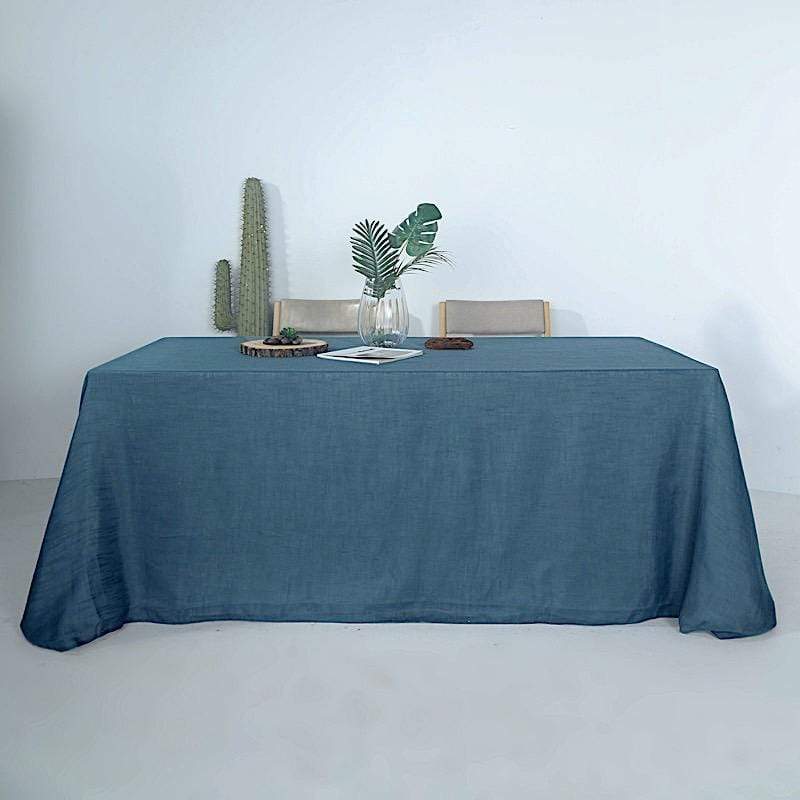 90x132 in Rectangular Premium Polyester Faux Burlap Tablecloth