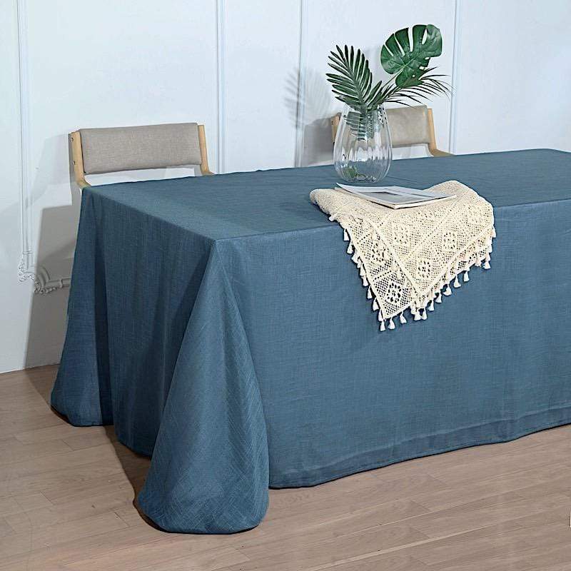 90x132 in Rectangular Premium Polyester Faux Burlap Tablecloth