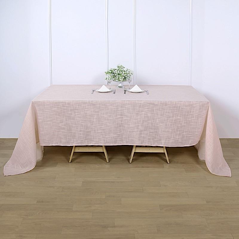 90x132 in Rectangular Premium Polyester Faux Burlap Tablecloth