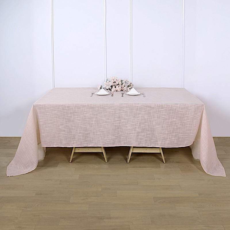 90x132 in Rectangular Premium Polyester Faux Burlap Tablecloth