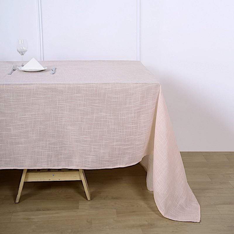 90x132 in Rectangular Premium Polyester Faux Burlap Tablecloth