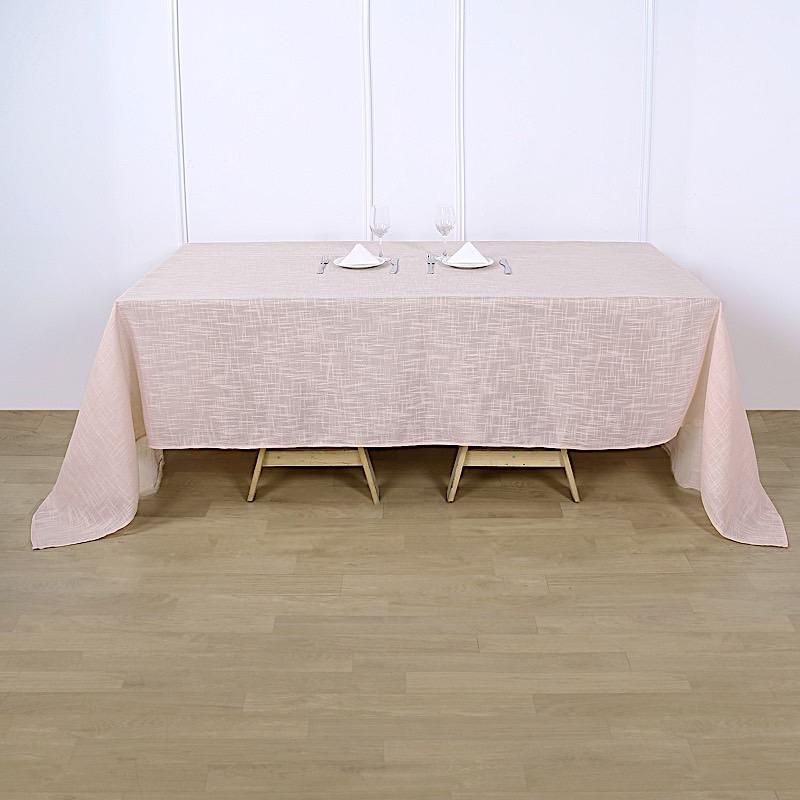 90x132 in Rectangular Premium Polyester Faux Burlap Tablecloth