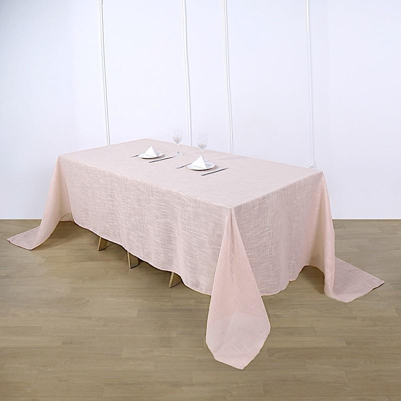 90x132 in Rectangular Premium Polyester Faux Burlap Tablecloth