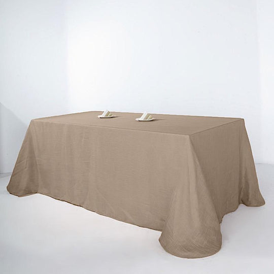 90x132 in Rectangular Premium Polyester Faux Burlap Tablecloth