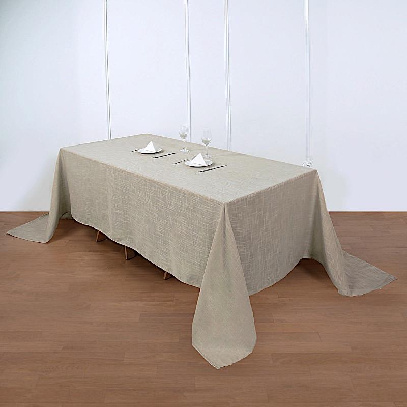 90x132 in Rectangular Premium Polyester Faux Burlap Tablecloth