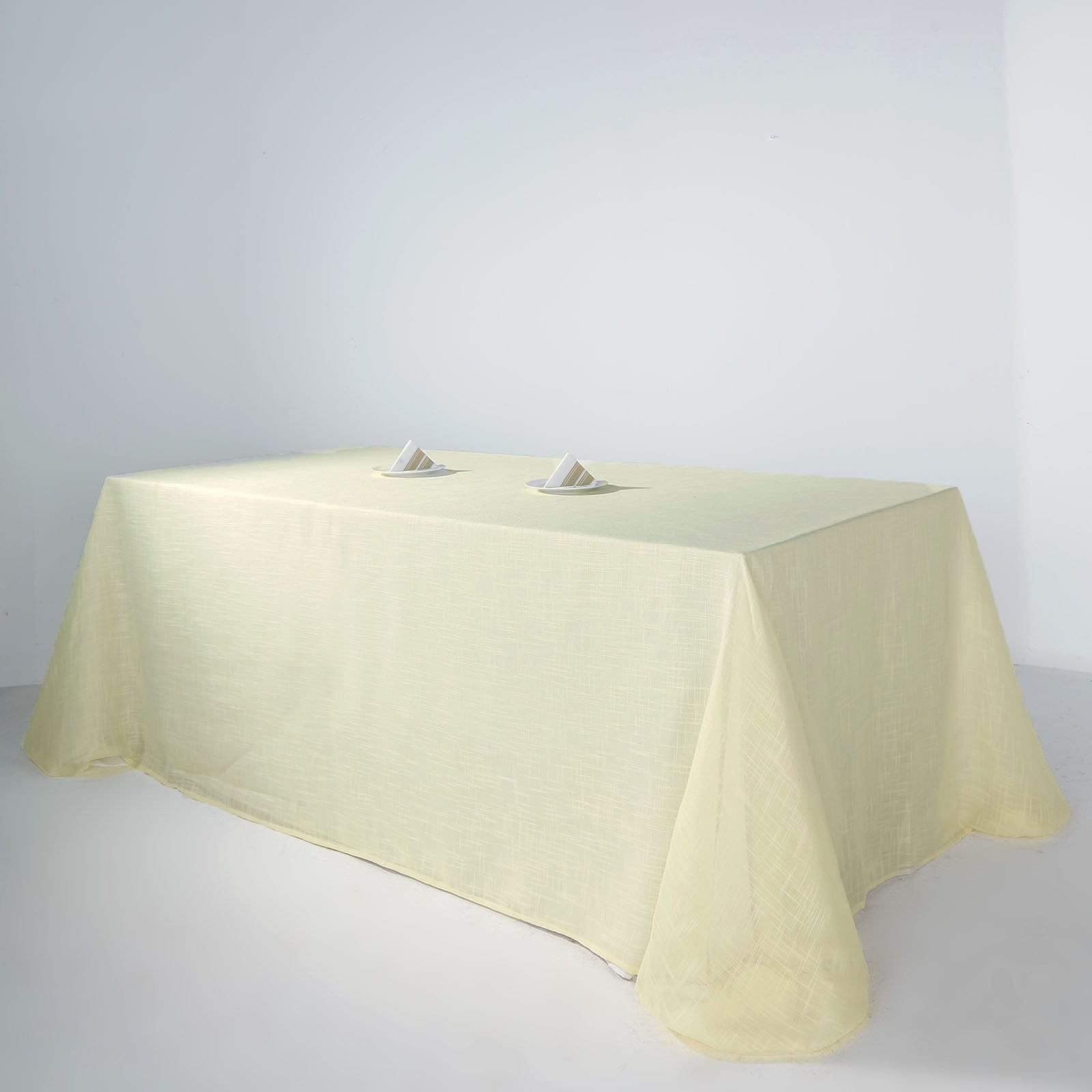 90x132 in Rectangular Premium Polyester Faux Burlap Tablecloth