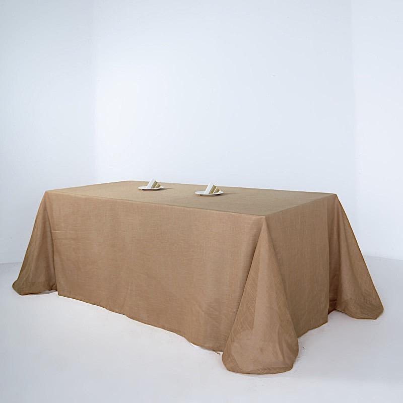 90x132 in Rectangular Premium Polyester Faux Burlap Tablecloth