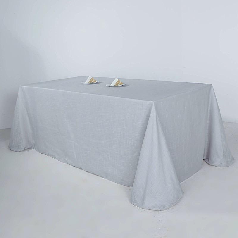 90x132 in Rectangular Premium Polyester Faux Burlap Tablecloth