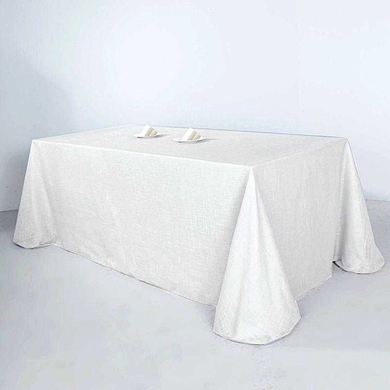 90x132 in Rectangular Premium Polyester Faux Burlap Tablecloth