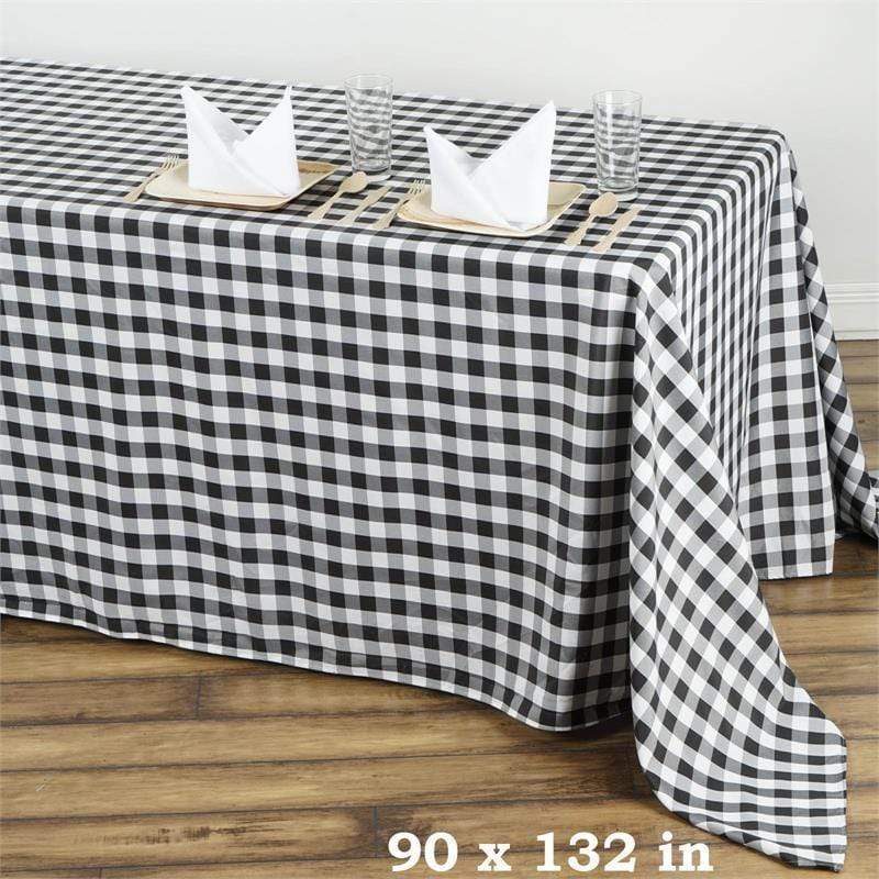 90x132 inch Gingham Checkered Polyester Rectangular Tablecloth