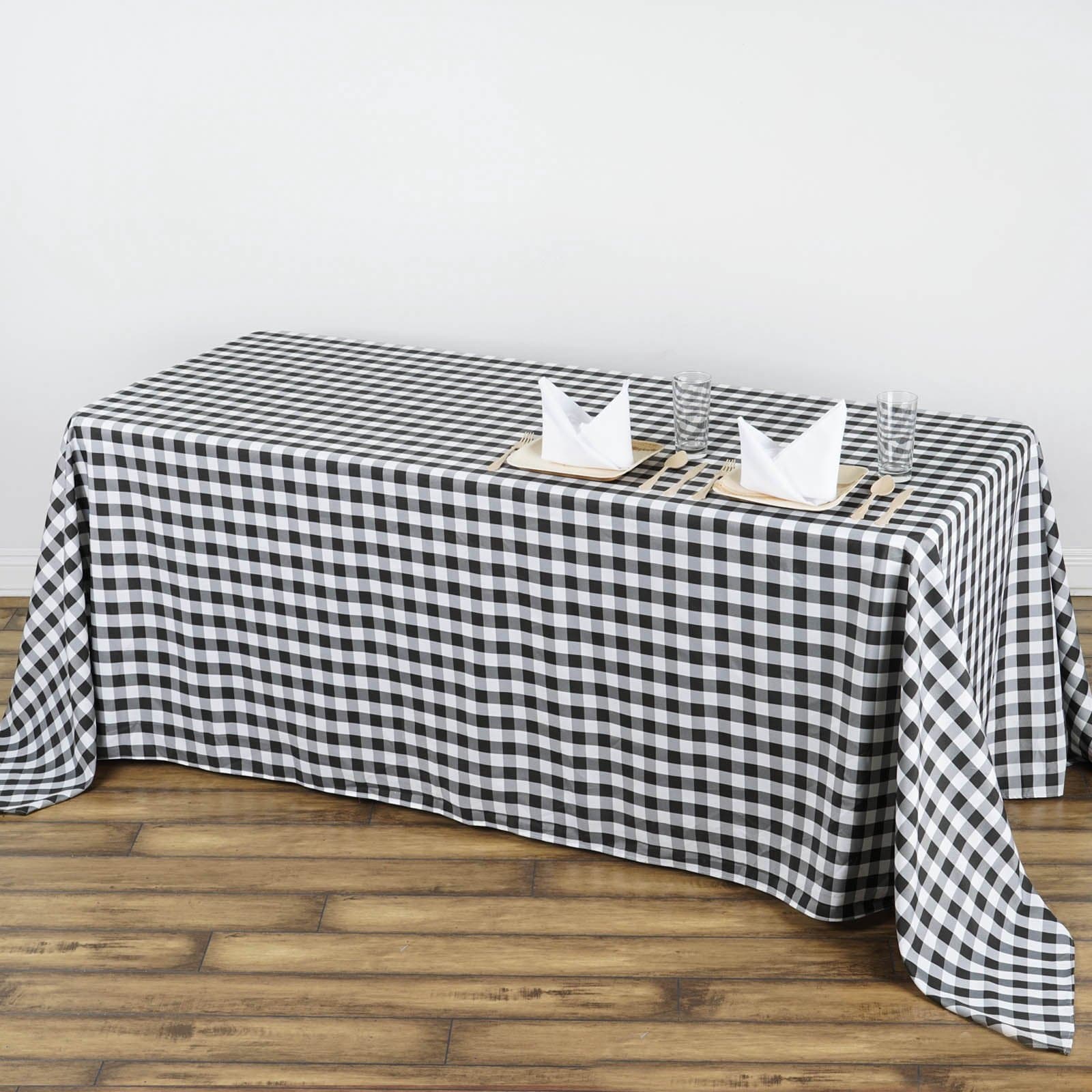 90x132 inch Gingham Checkered Polyester Rectangular Tablecloth