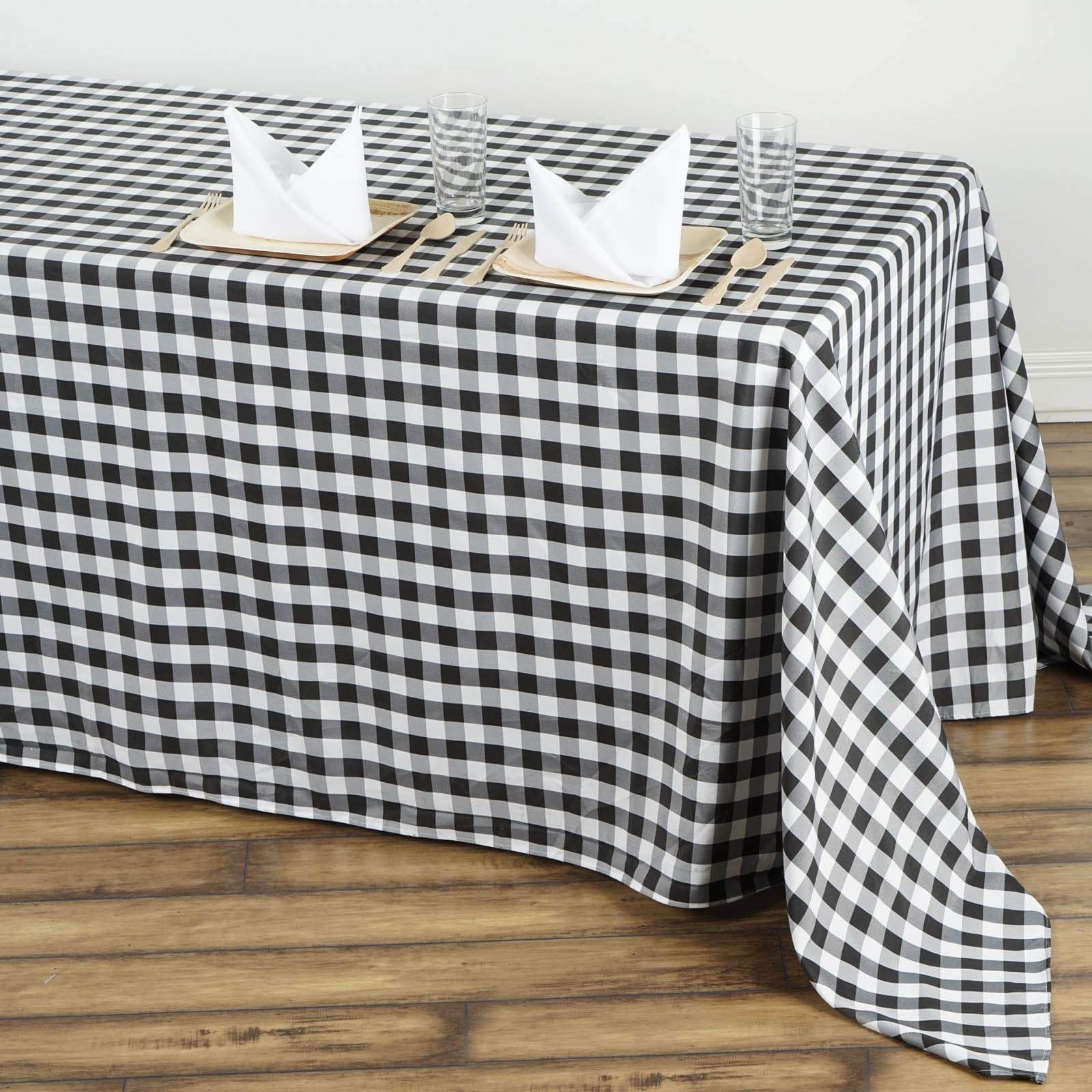 90x132 inch Gingham Checkered Polyester Rectangular Tablecloth