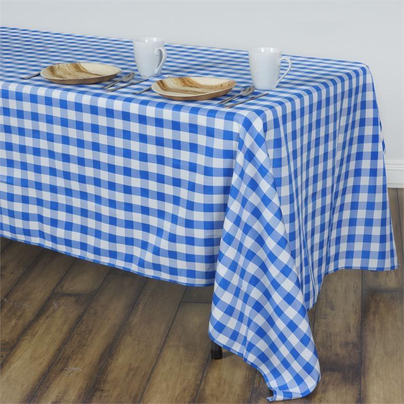 90x132 inch Gingham Checkered Polyester Rectangular Tablecloth