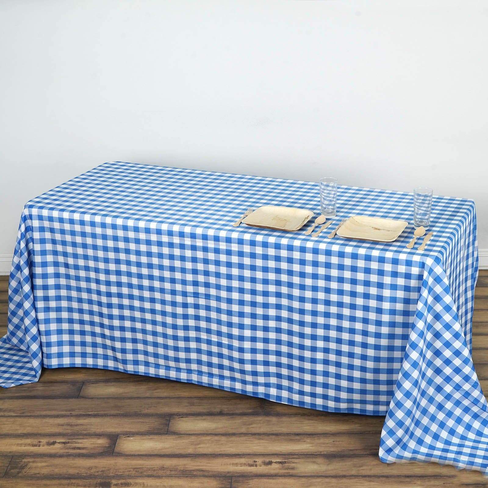 90x132 inch Gingham Checkered Polyester Rectangular Tablecloth