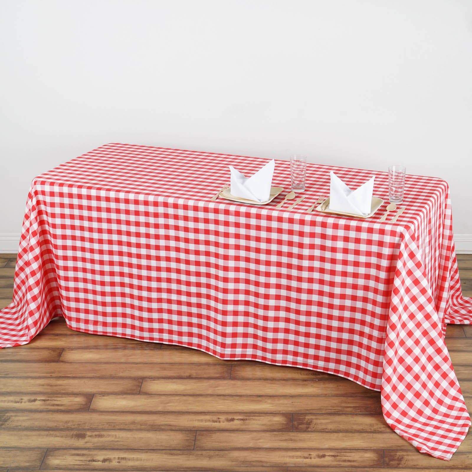 90x132 inch Gingham Checkered Polyester Rectangular Tablecloth