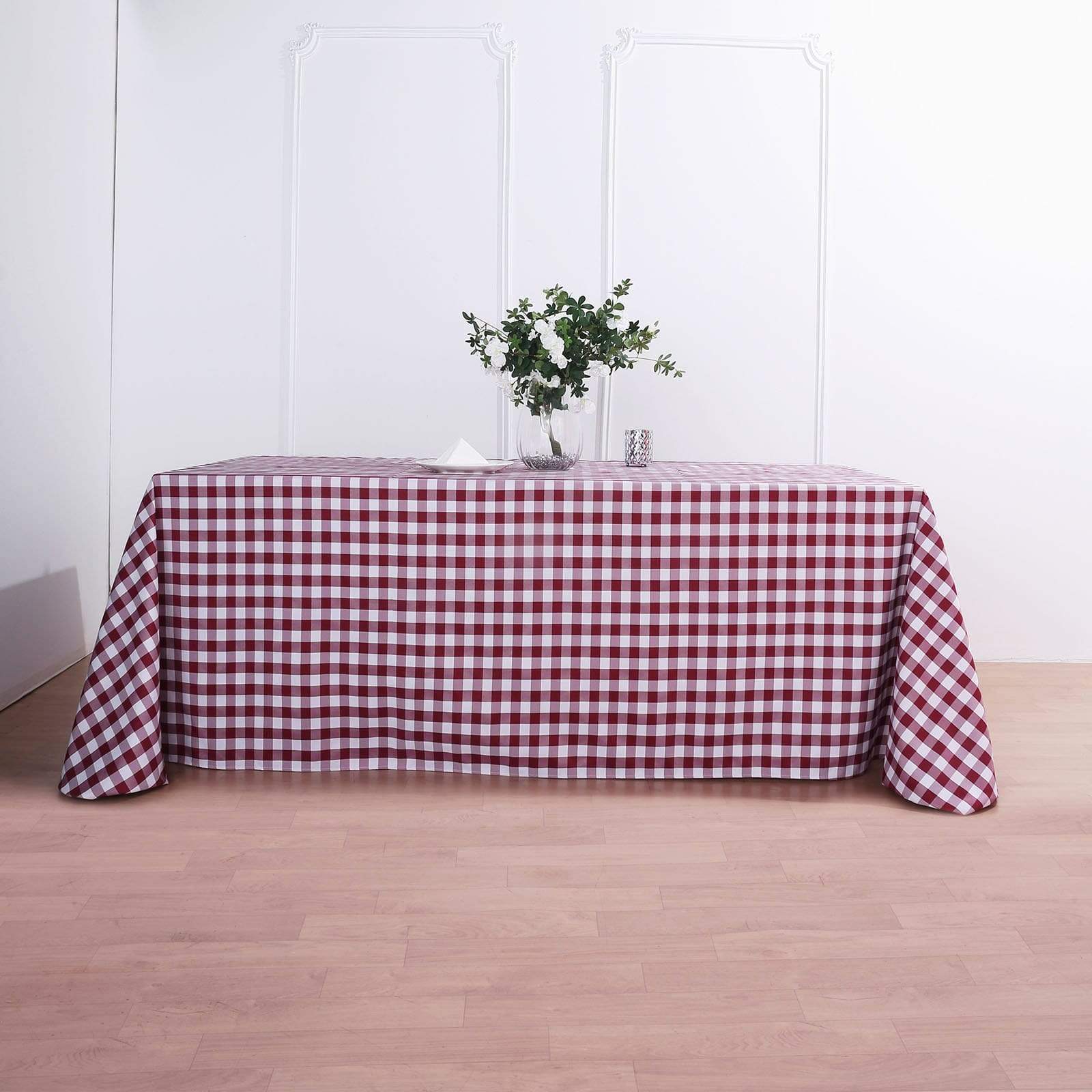 90x132 inch Gingham Checkered Polyester Rectangular Tablecloth