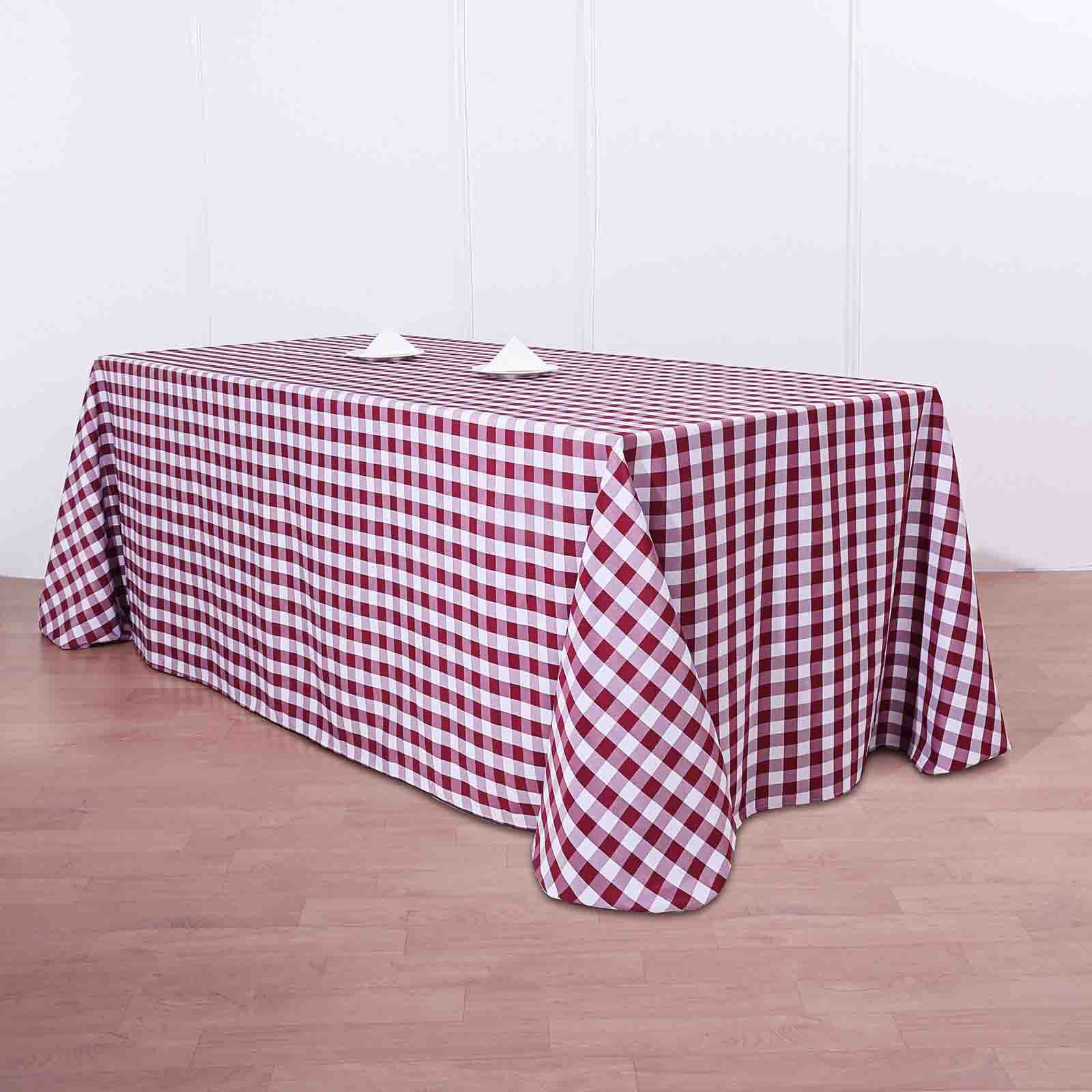 90x132 inch Gingham Checkered Polyester Rectangular Tablecloth